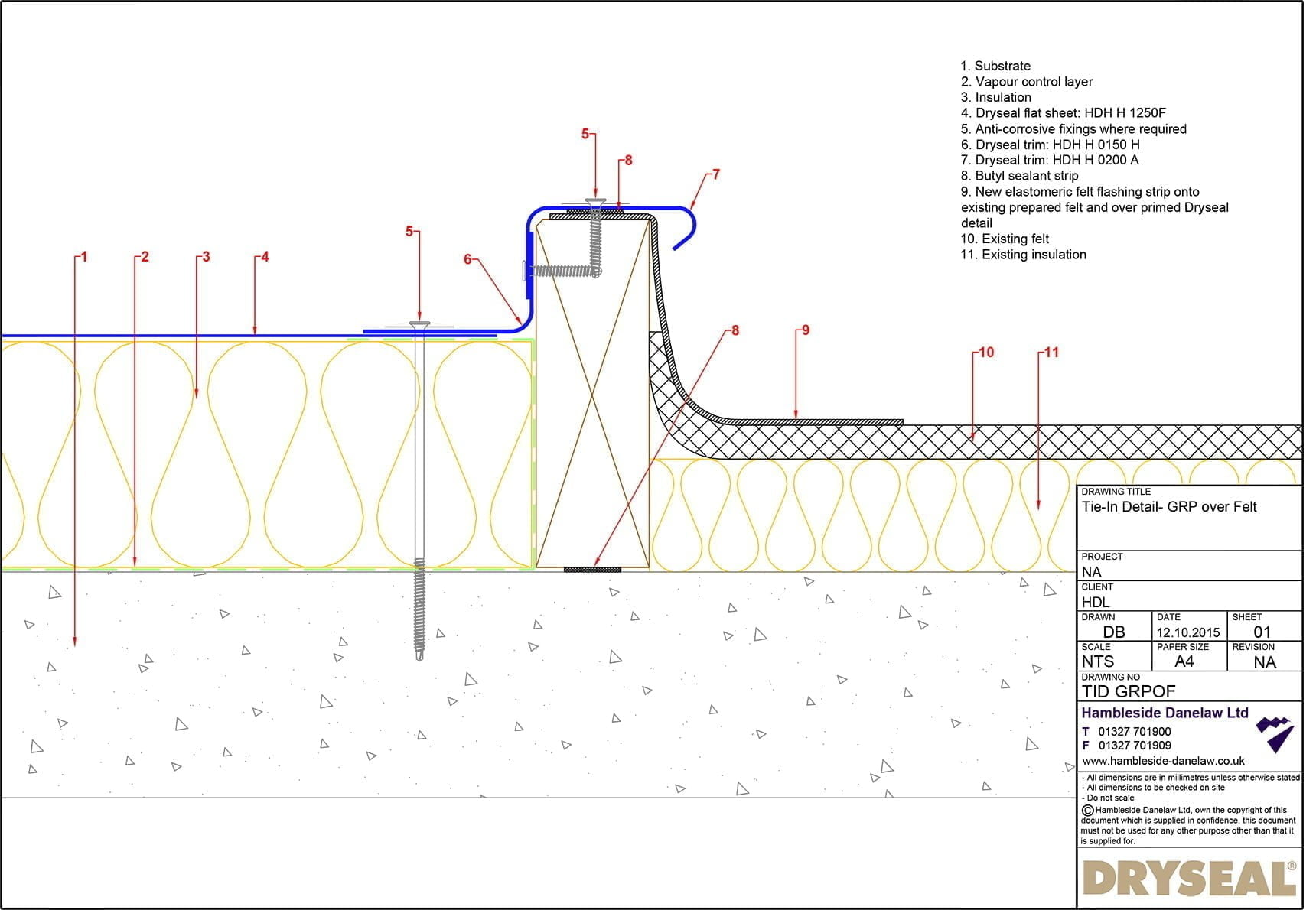 Dryseal Drawing Tie in Detail GRP Over Felt